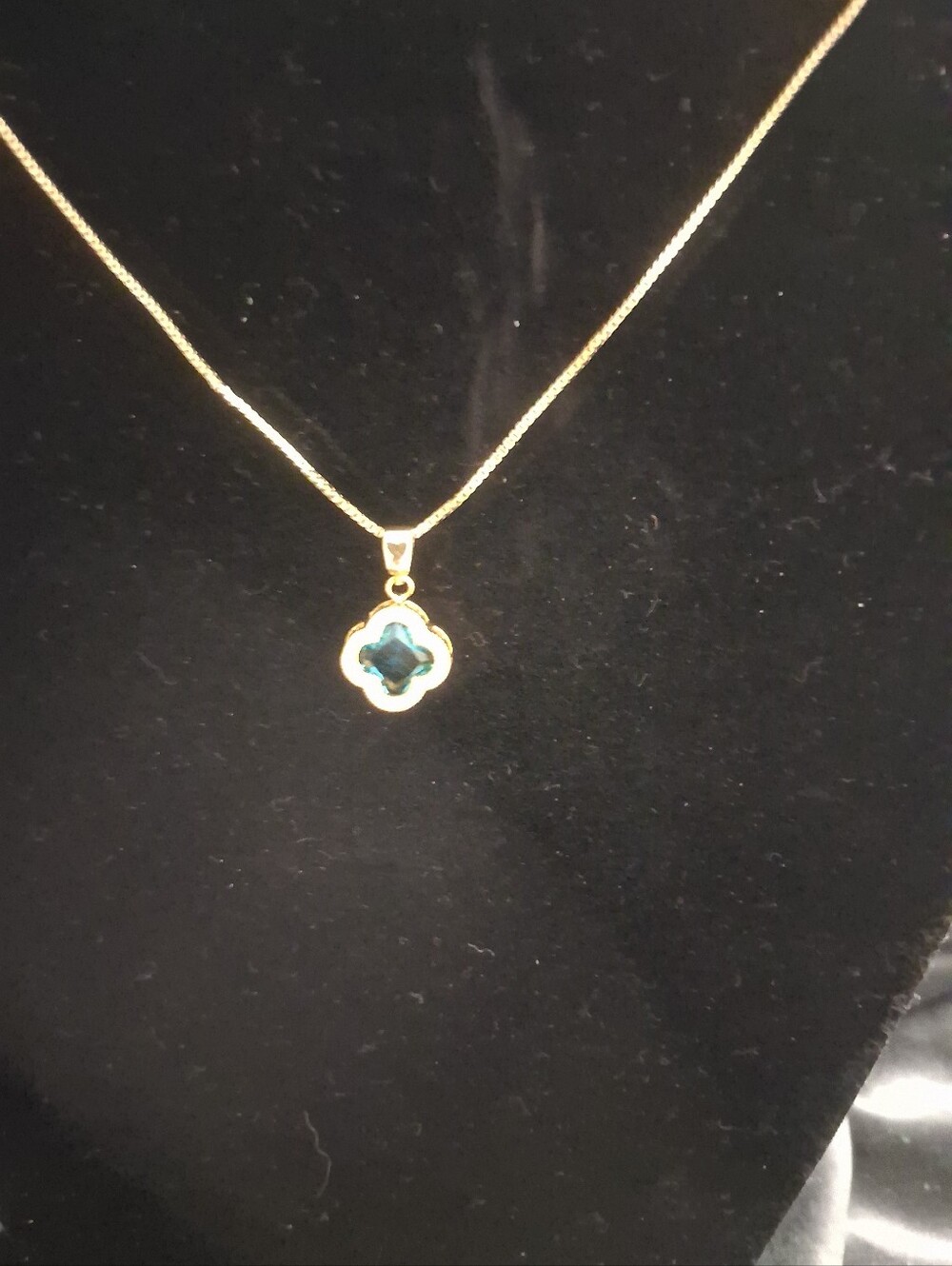 Gold Filled Blue Clover Necklace 17"-19"